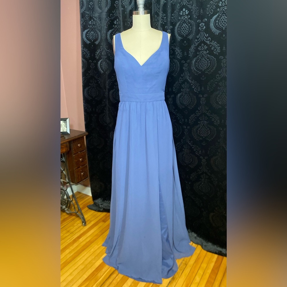 Blue Pleated Maxi Sundress for Wedding Guest